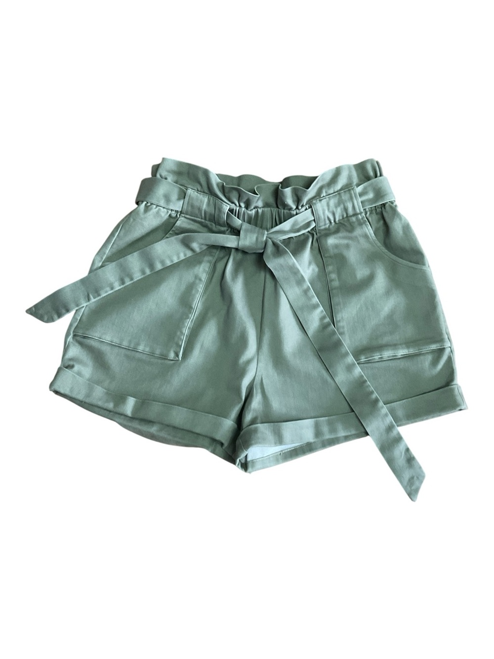 BCBGeneration Olive Green Paperbag Waist Tie Shorts NWT Size M